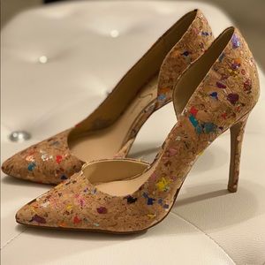 Cork multi color heels